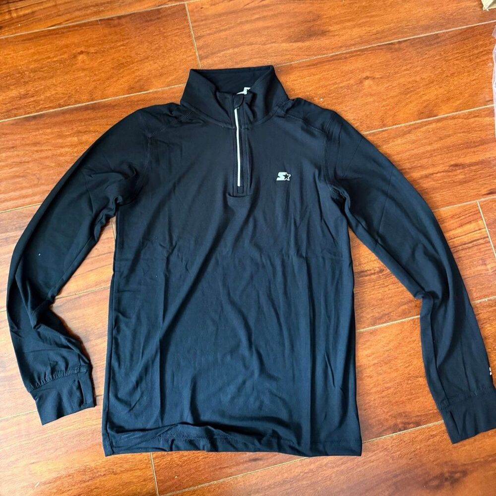 Starter Black 1/4 Zip Long Sleeve Athletic Shirt Kids